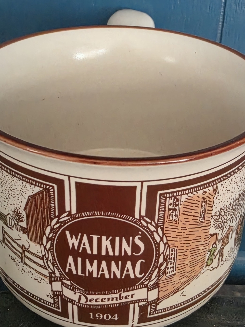 Almanac Decorative Ceramic Mug - Brown and Cream